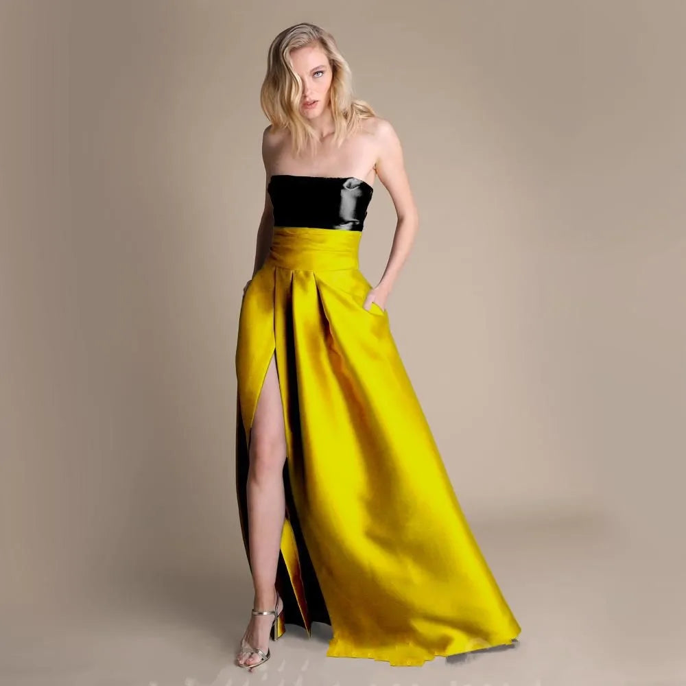 High-Split Long Pleated Skirt