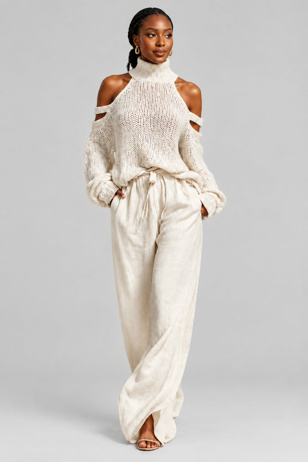 Knit Sweater & Wide-Leg Pants Set