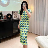 CurveKind ™ Miyake  Pleated Plaid Printed Dress