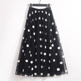 Embroidered Polka Dot Midi Skirt