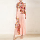 CurveKind™ Pleated Turtleneck Two-Piece Maxi Set