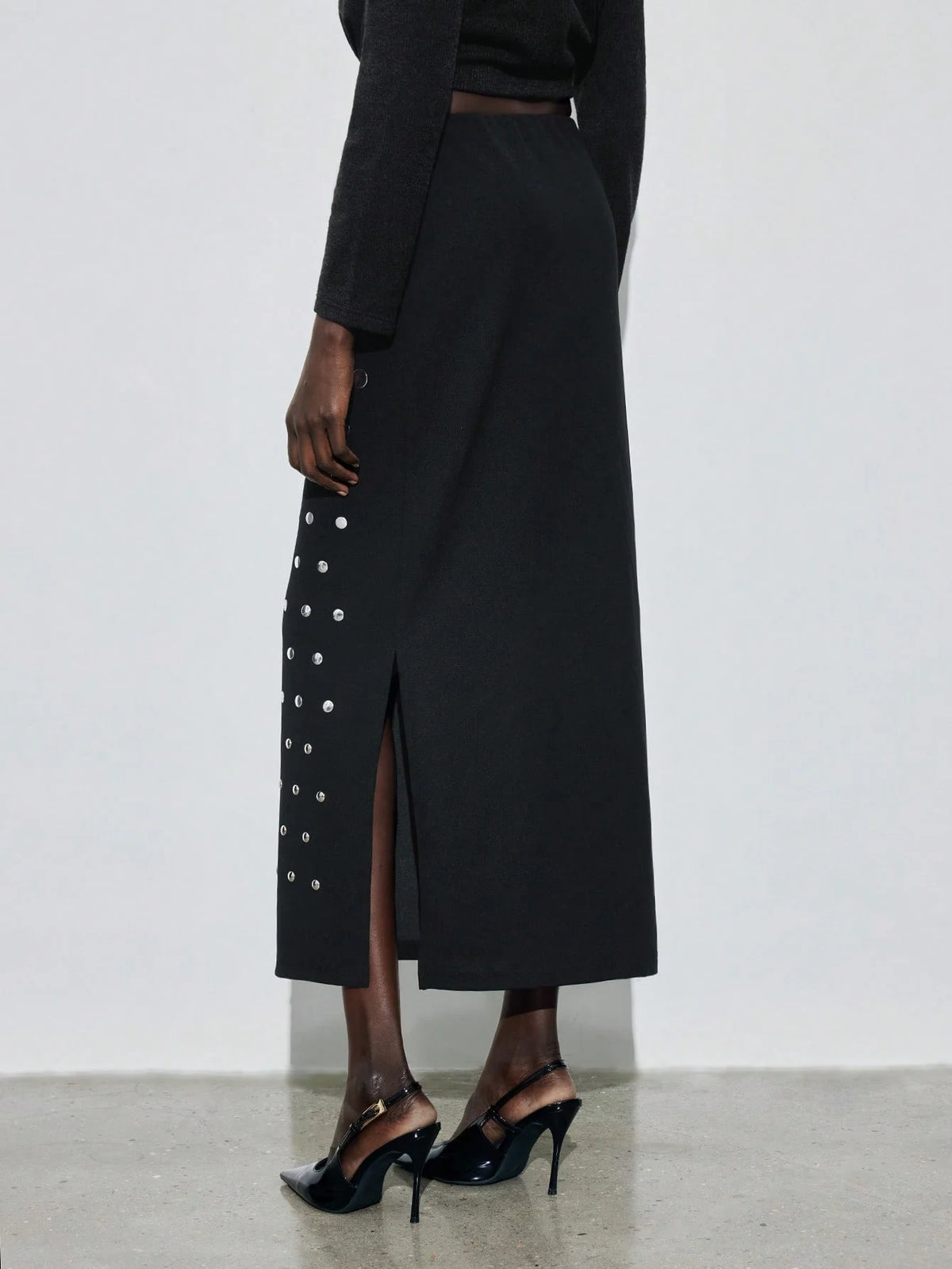 Pencil Skirt with Silver Stud Embellishments