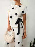 Chiffon Polka Dot Two Piece Set