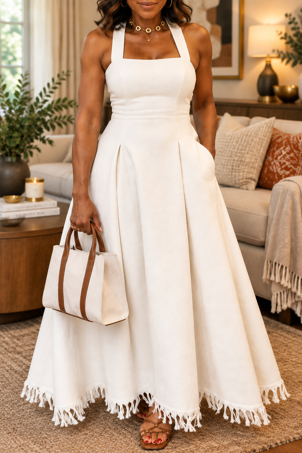 Tassel Splicing Maxi Dress