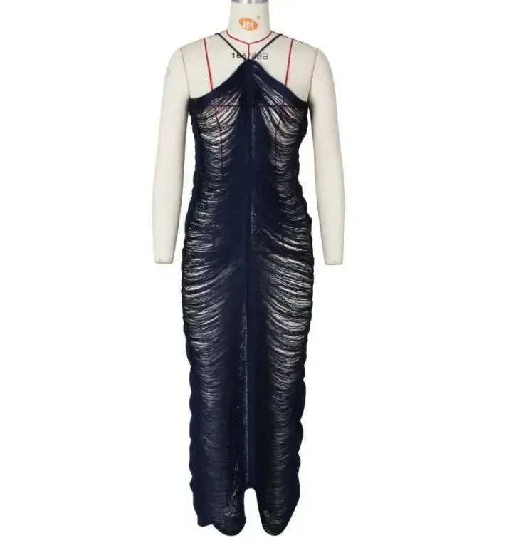 Tassel Back Slit Neck Hanging Dress by Crystal Crystina, alternate view 5
