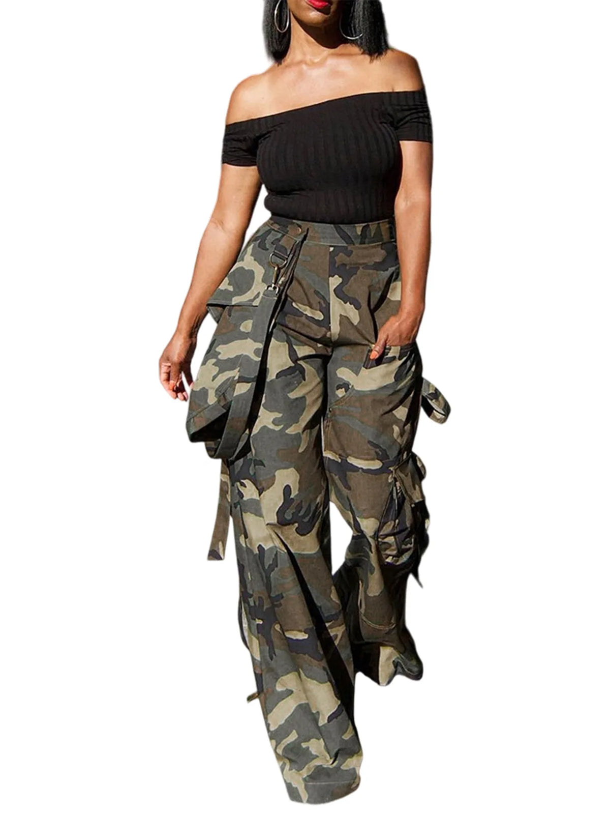 Casual Camouflage Streetwear Cargo Pant by Crystal Crystina, alternate view 6