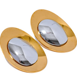 Tri-color Silver/Gold Stud Earrings