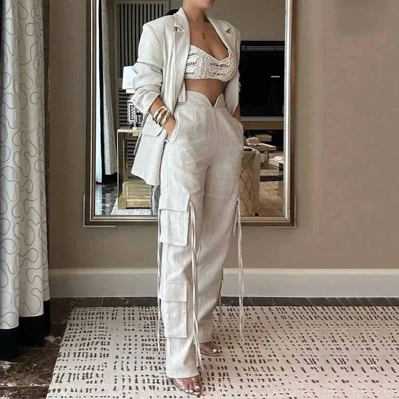Blazer & Wide-Leg Pants Set
