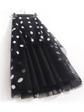 Embroidered Polka Dot Midi Skirt