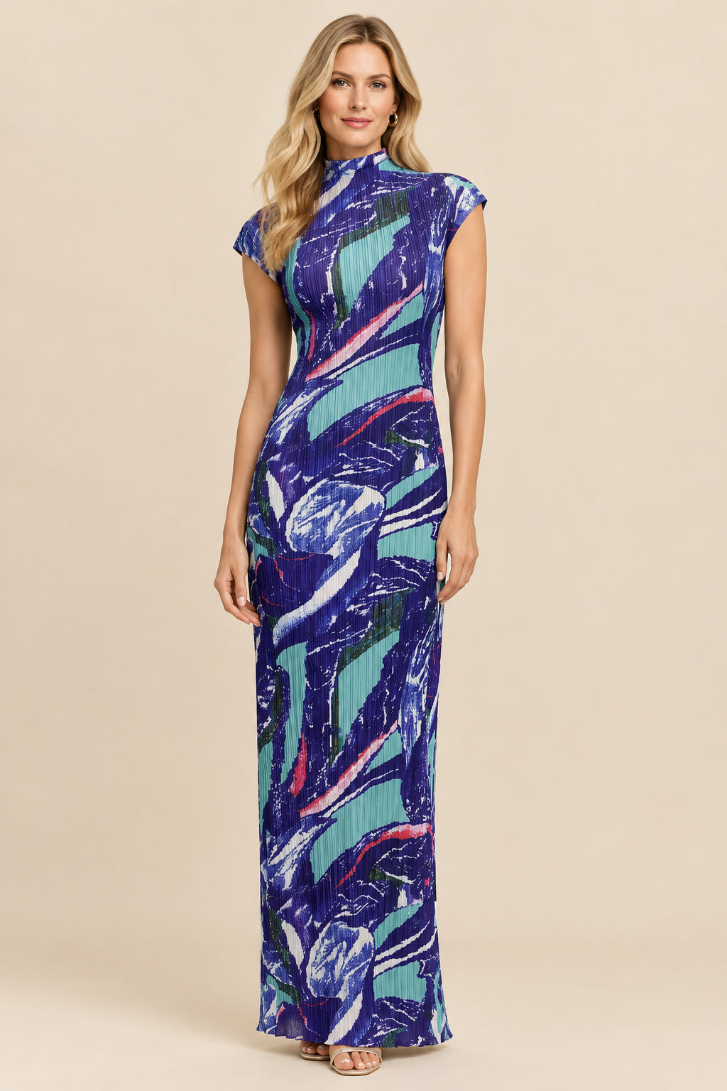 CurveKind™ Botanical Print Turtleneck Dress
