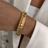 Chunky Gold Spring Bangles| Heavy Metal Bracelet Set