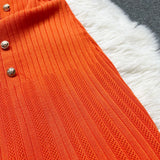 Chic O-Neck Button Knitted Bodycon Dress