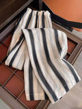 Striped Wide-leg Linen Pants