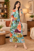 Floral Print Tie Waist Dress