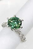 Sterling Silver Green Moissanite Cocktail Ring