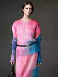 CurveKind™ Pleated Long-Sleeve Two-Piece Skirt Set
