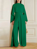 Crop Wide leg Solid Color Jumpsuits