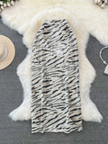 Sequin Animal  Print Midi Skirt