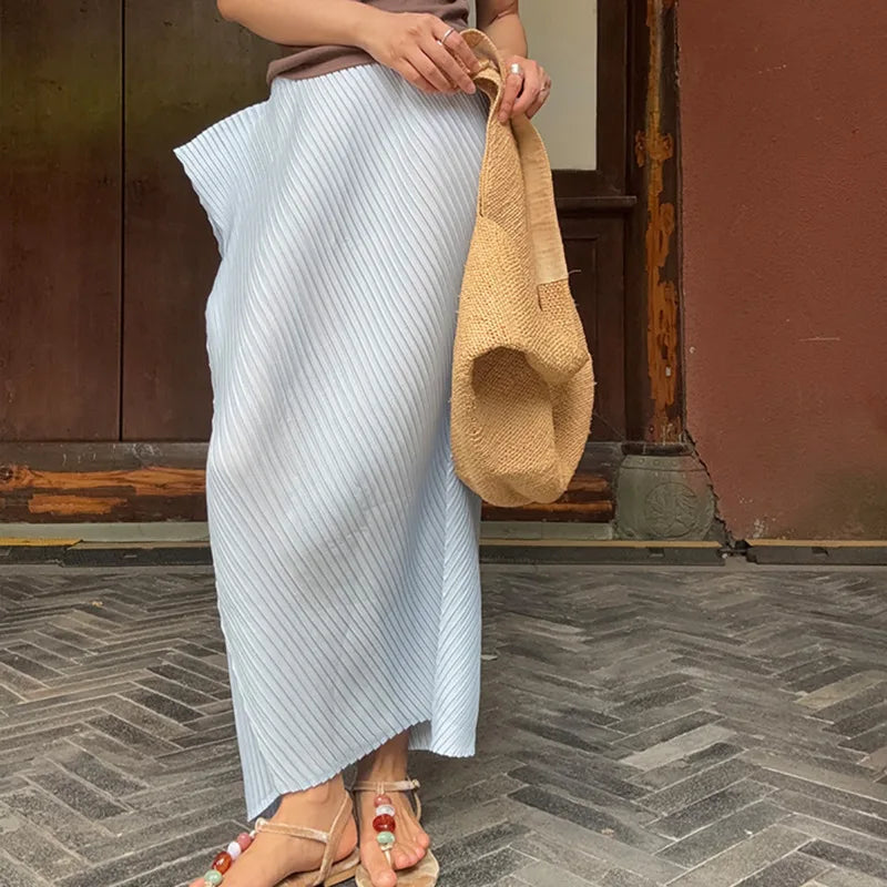 CurveKind™ Asymmetrical Pleated Two-Piece Skirt Set