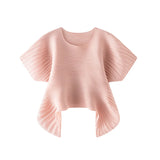 Pink pleated top on a white background