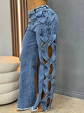 Cutout Criss-Cross Denim Pant