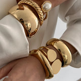 Chunky Gold Spring Bangles| Heavy Metal Bracelet Set