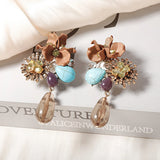 Floral Water Drop Long Earrings