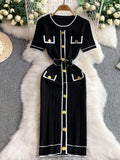 Knitted Slim Fit Button Dress