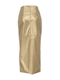 Metallic High Waist Classic Maxi Skirt