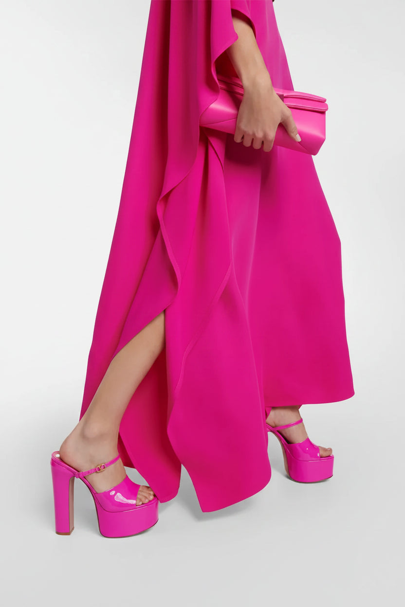 Hot Pink Satin Prom Dress
