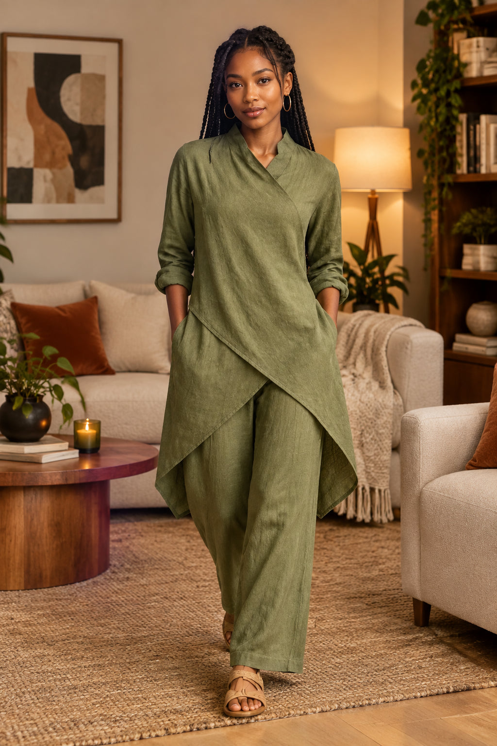 Asymmetrical Wrap Two-Piece Set