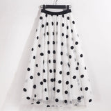 Embroidered Polka Dot Midi Skirt
