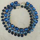 Luxury Dark Blue Glass Crystal Necklace