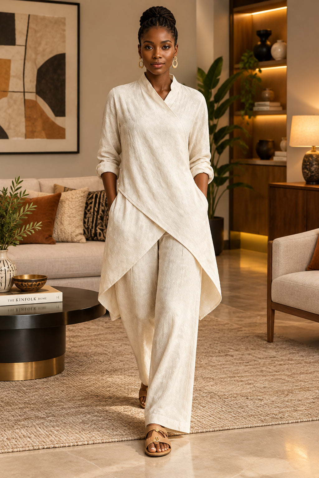Asymmetrical Wrap Two-Piece Set
