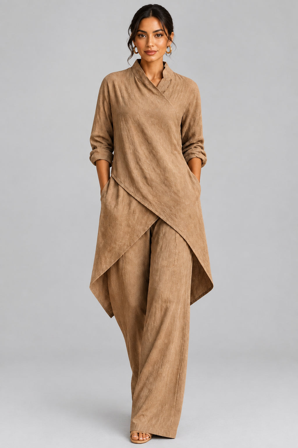 Asymmetrical Wrap Two-Piece Set