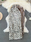 Sequin Animal  Print Midi Skirt
