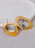 Tri-color Silver/Gold Stud Earrings