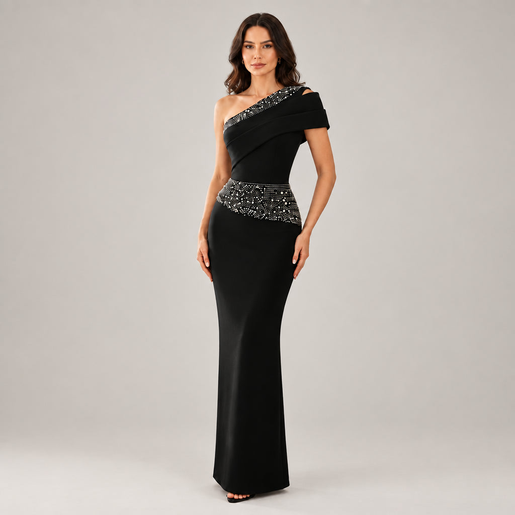 One-Shoulder Sheath Midi Dress by Crystal Crystina, primary view