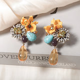 Floral Water Drop Long Earrings