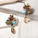 Floral Water Drop Long Earrings