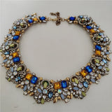 Crystal Rhinestone Collar Choker Necklace and Earrings