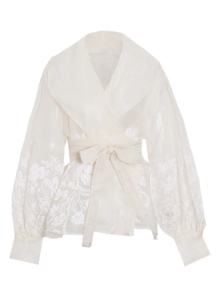 Vintage Print Embroidery Shirt