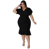 Maria Plus Size V-neck Hip Wrap Dress