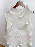 New Pleated Sleeveless Round Collar Dress