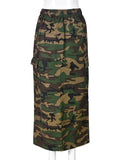 Camouflage High Waist Maxi Skirt