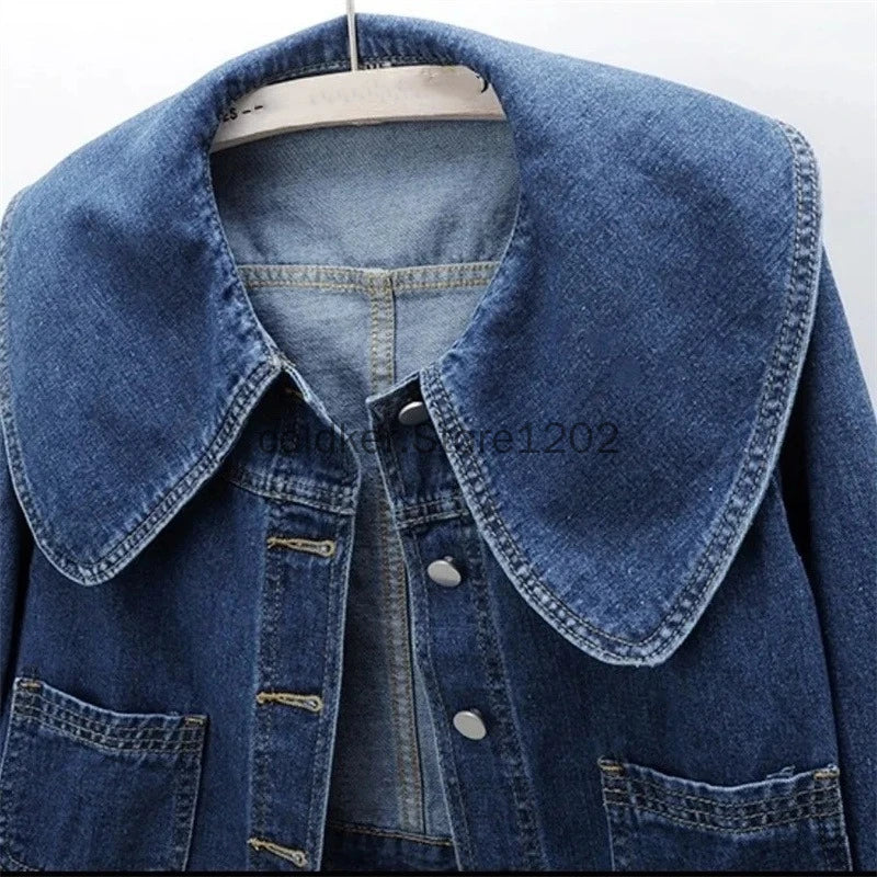Casual Long Sleeve Denim Jacket by Crystal Crystina, alternate view 4