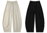 Linen Wide Leg Polka Dot Pants
