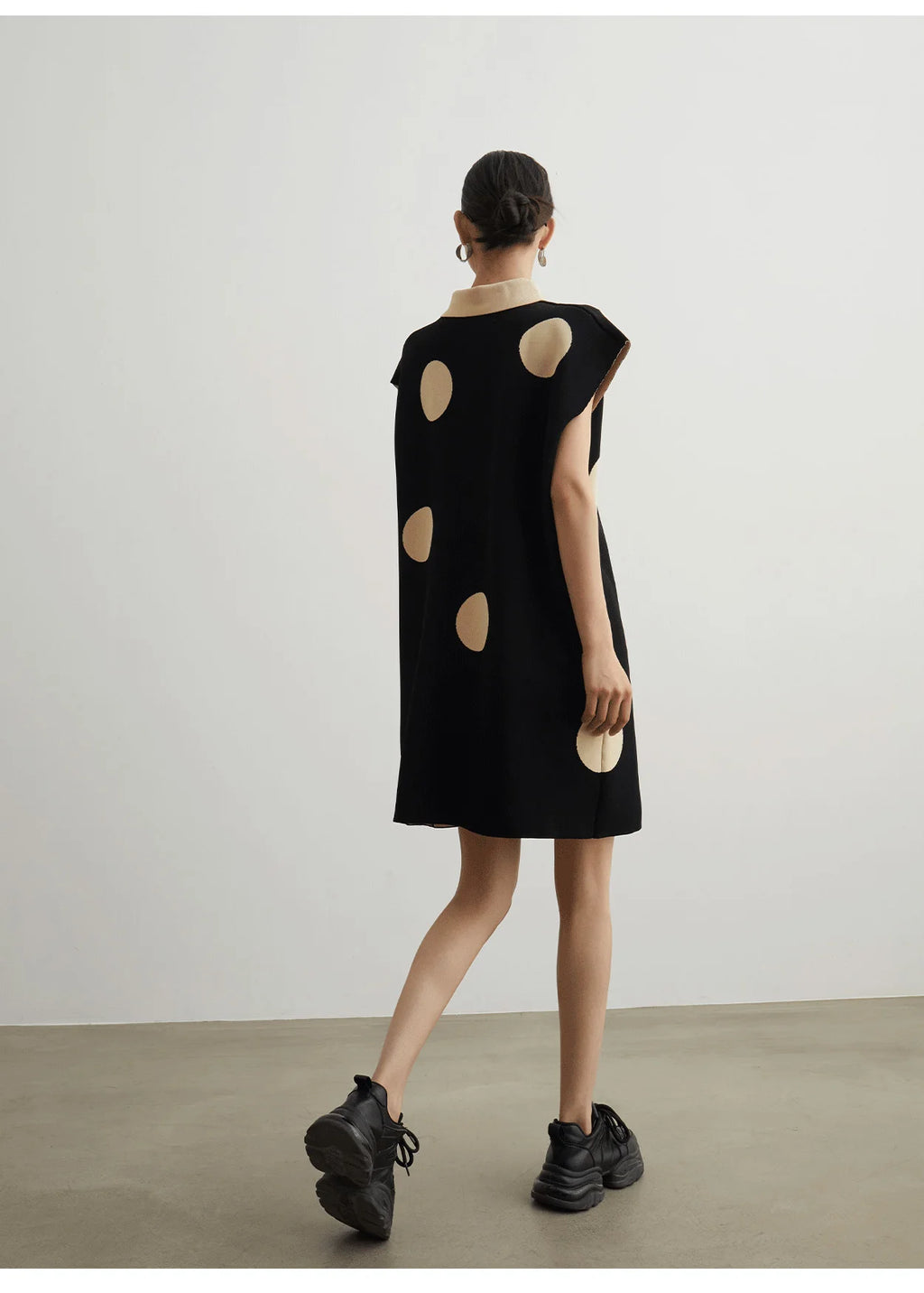 Polka Dot Knit Polo Midi Dress by Crystal Crystina, alternate view 6