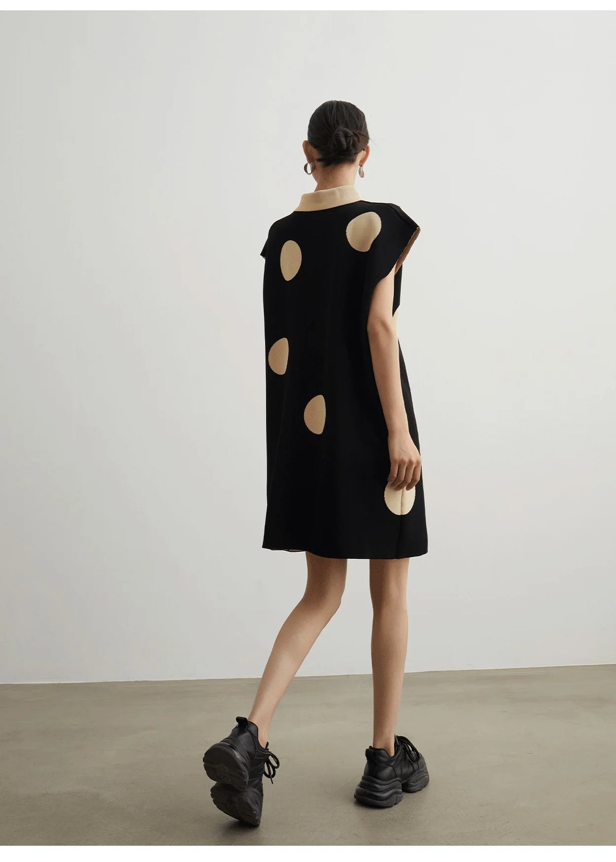 Polka Dot Knit Polo Midi Dress by Crystal Crystina, alternate view 6