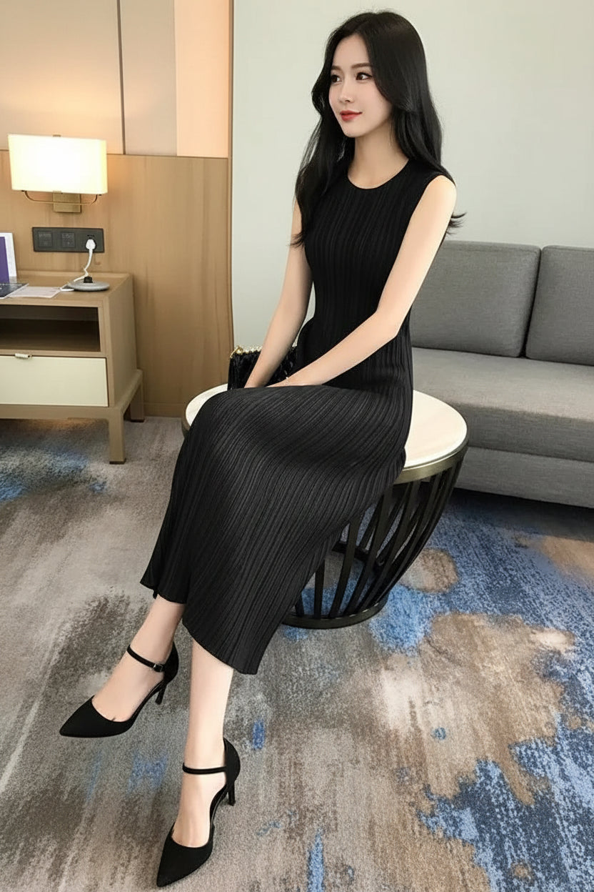CurveKind™ Sleeveless Elastic Long Dress by Crystal Crystina, alternate view 8